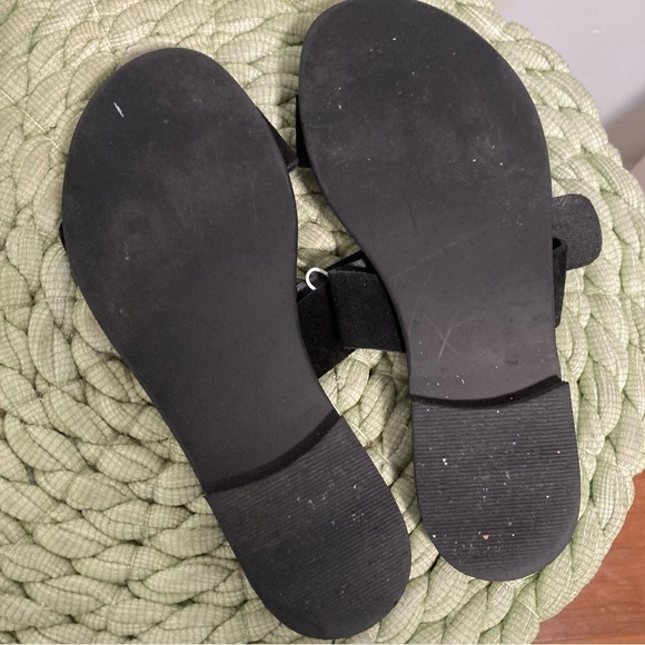 Everlane The Modern Buckle Black Suede Double Strap Flat Slip On Sandal - Picture 7 of 8